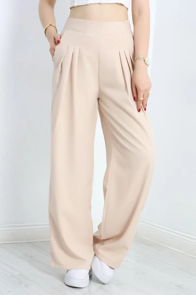 Pileli Pantolon Bej ürün görseli