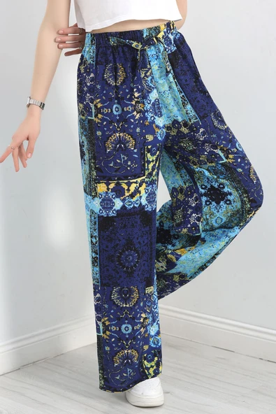 Desenli Dokuma Pantolon Mavisaks ürün görseli 1