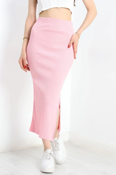 Kaşkorse Yırtmaçlı Etek Pembe ürün görseli