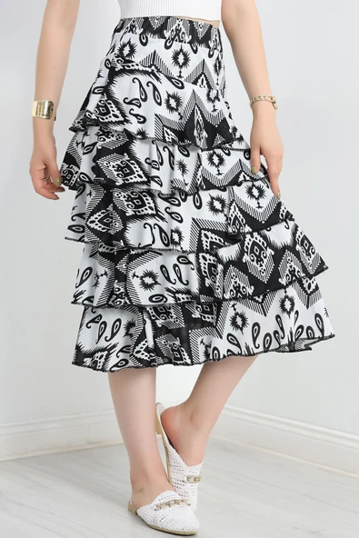 Kat Kat Uzun Etek Siyahbeyaz1 - Resim 4