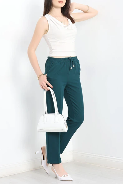Dabıl Bağcıklı Pantolon Zümrüt - Resim 2