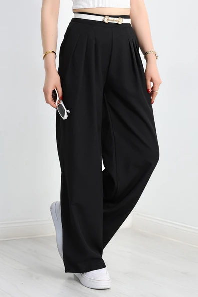 Pileli Pantolon Siyah - Resim 5