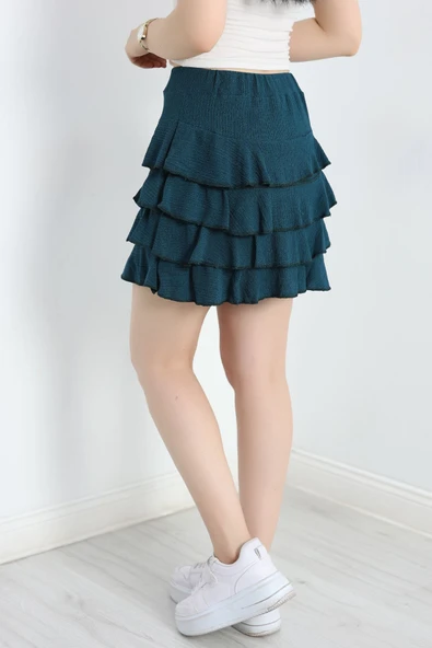 Kat Kat Bürümcük Mini Etek Petrol - Resim 6