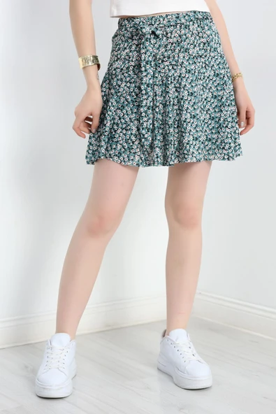 Kuşaklı Şort Etek Mintsiyah - Resim 3