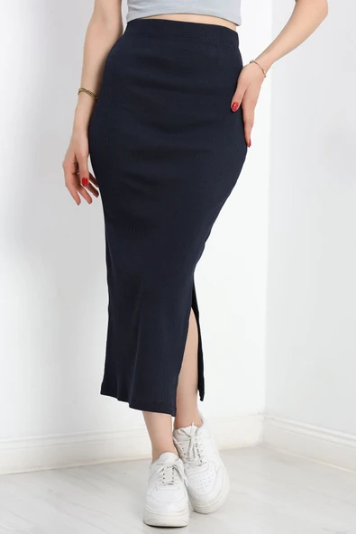 Kaşkorse Yırtmaçlı Etek Lacivert ürün görseli