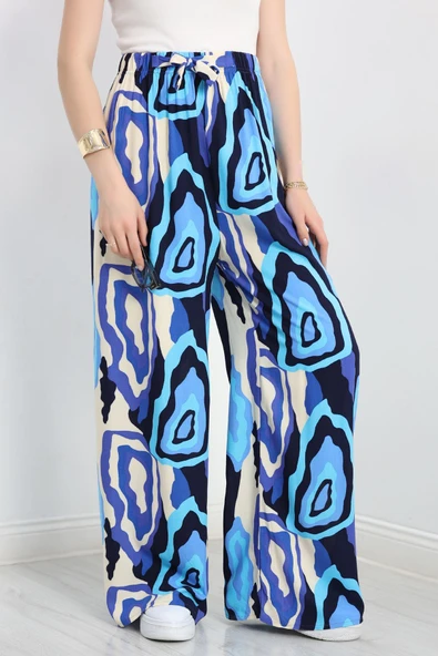 Desenli Dokuma Pantolon Mavisarı - Resim 4