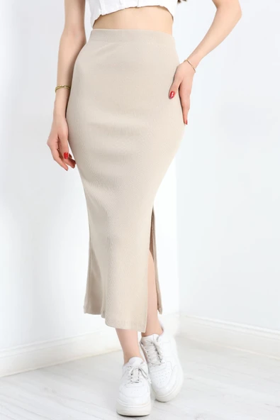 Kaşkorse Yırtmaçlı Etek Vizon ürün görseli