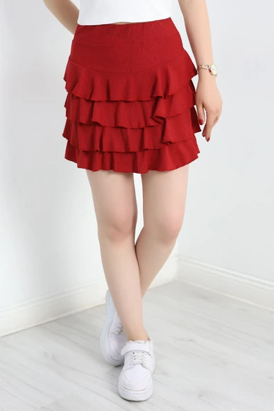 Kat Kat Bürümcük Mini Etek Bordo ürün görseli