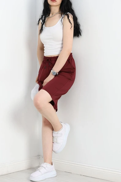 Kompakt 2 İplik Uzun Şort Bordo - Resim 5