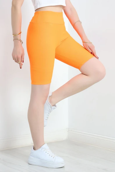 Fitilli Biker Tayt Oranj - Resim 5