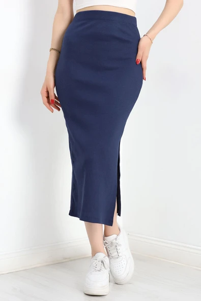 Kaşkorse Yırtmaçlı Etek Lacivert1 ürün görseli