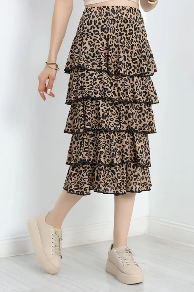 Kat Kat Uzun Etek Kahveleopar - Resim 4