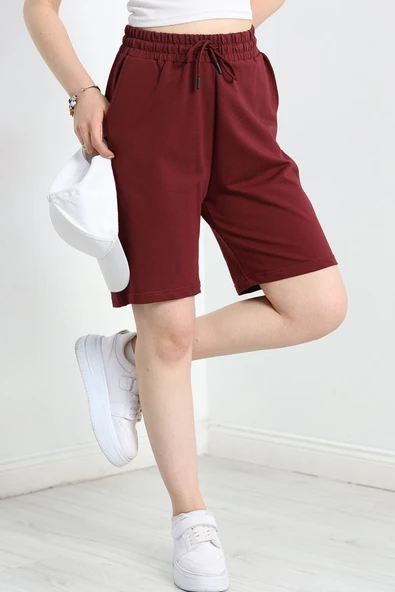 Kompakt 2 İplik Uzun Şort Bordo - Resim 4