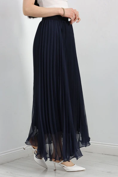 Etek Ucu Misinalı Şifon Etek Lacivert - Resim 2