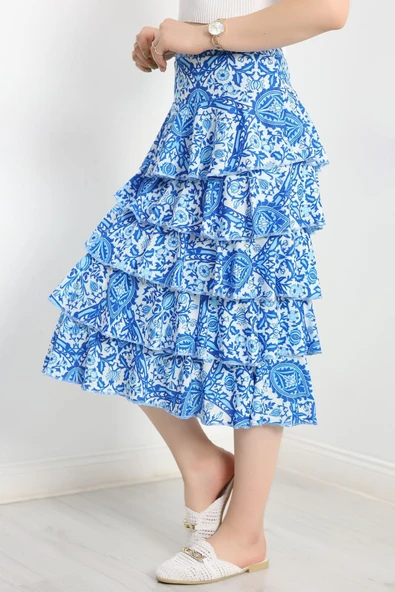 Kat Kat Uzun Etek Beyazmavi - Resim 5