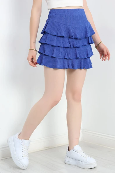 Kat Kat Bürümcük Mini Etek Saks - Resim 4