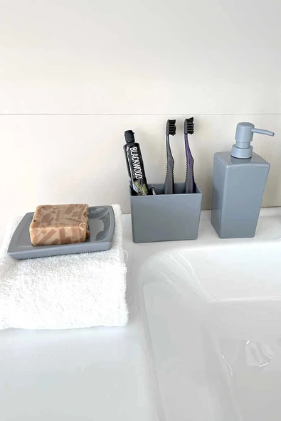 Biga 5 Parça Banyo Seti Gri - 6