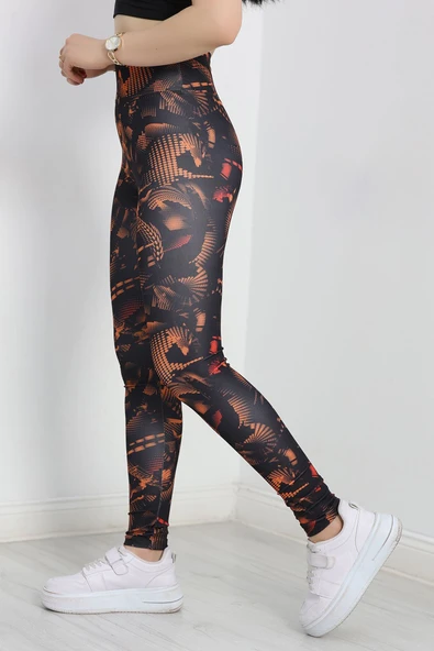 Desenli Dijital Baskı Tayt Kiremit - Resim 5