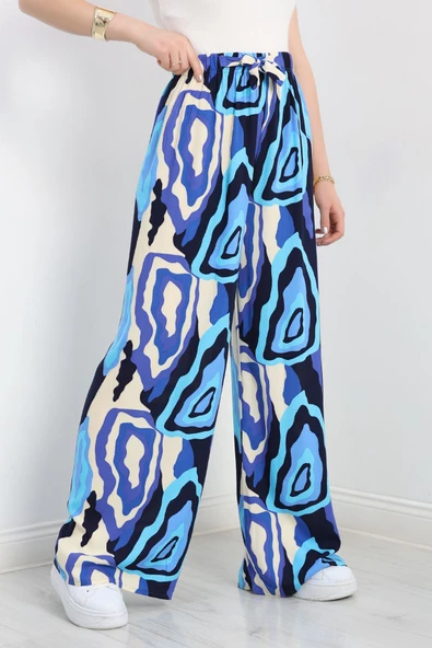 Desenli Dokuma Pantolon Mavisarı - Resim 5