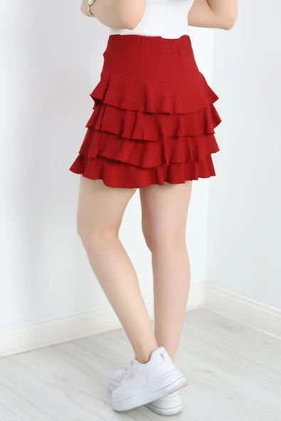 Kat Kat Bürümcük Mini Etek Bordo - Resim 6