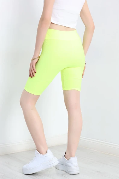 Fitilli Biker Tayt Neonsarı - Resim 6