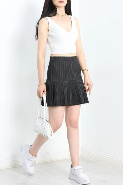 Pileli Mini Etek Fümebeyaz - 2