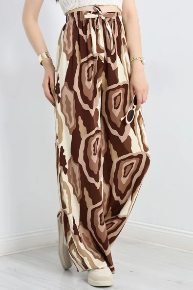 Desenli Dokuma Pantolon Kahvebej - Resim 3