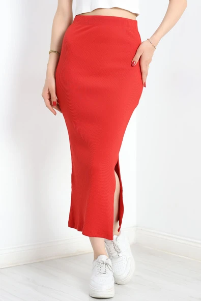 Kaşkorse Yırtmaçlı Etek Kırmızı ürün görseli