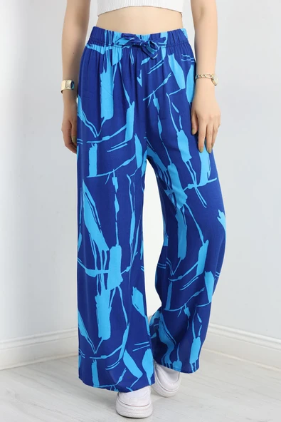 Desenli Dokuma Pantolon Saksmavi ürün görseli