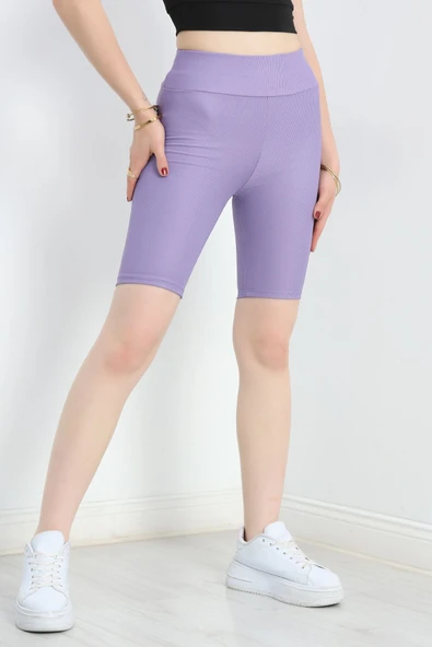 Fitilli Biker Tayt Mor - Resim 3