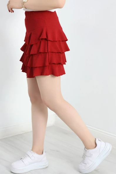 Kat Kat Bürümcük Mini Etek Bordo - Resim 3