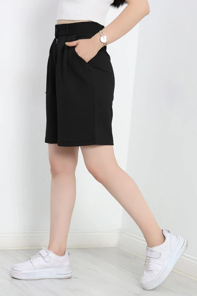 Zra Krep Şort Siyah - Resim 2