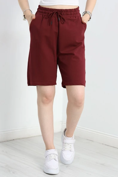 Kompakt 2 İplik Uzun Şort Bordo - Resim 2