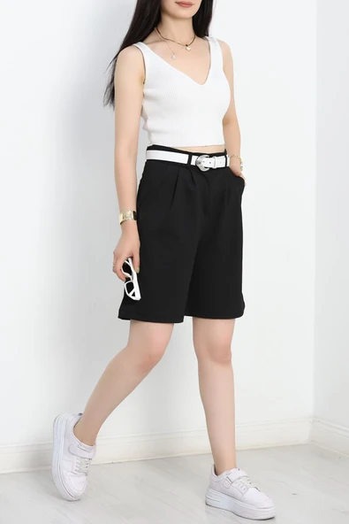 Zra Krep Şort Siyah - Resim 4