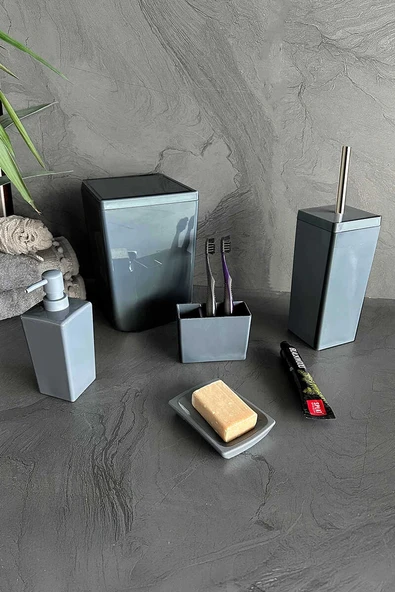 Biga 5 Parça Banyo Seti Gri