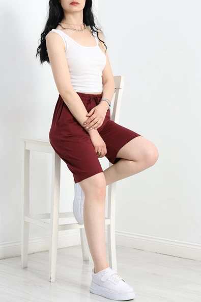 Kompakt 2 İplik Uzun Şort Bordo - Resim 3