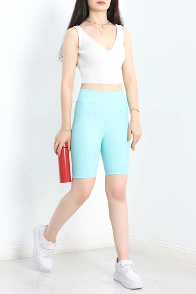 Fitilli Biker Tayt Mint - Resim 2