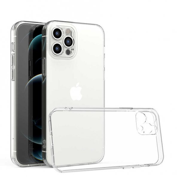 Apple iPhone 12 Pro Kılıf Kamera Korumalı Şeffaf Silikon