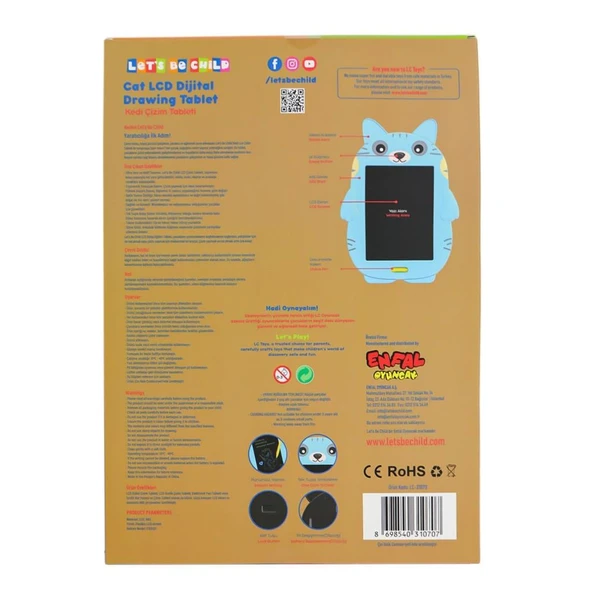 Nessiworld  LC-31070 Kedi Çizim Tableti 8.5 inç - Resim 4
