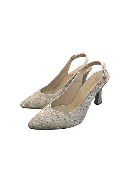 Solmaz Damla Çapraz Bağlı Taşlı Topuklu Ayakkabı - Resim 4