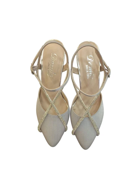 Solmaz Damla Arka Açık Simli Topuklu Ayakkabı - Resim 4