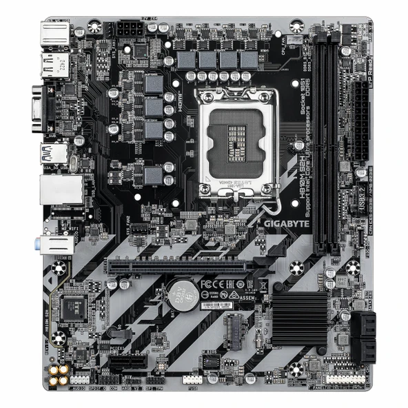 Gigabyte H810M S2H DDR5 (6400MHz)OC M.2 VGA/HDMI/DP PCIe 4.0 1851P mATX Anakart - Resim 2