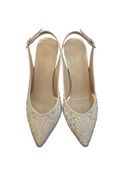 Solmaz Damla Çapraz Bağlı Taşlı Topuklu Ayakkabı - Resim 2