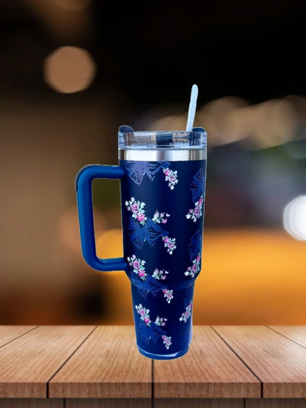 Pipetli 1,2 litre Kulplu Çelik Termos Renkli - 5