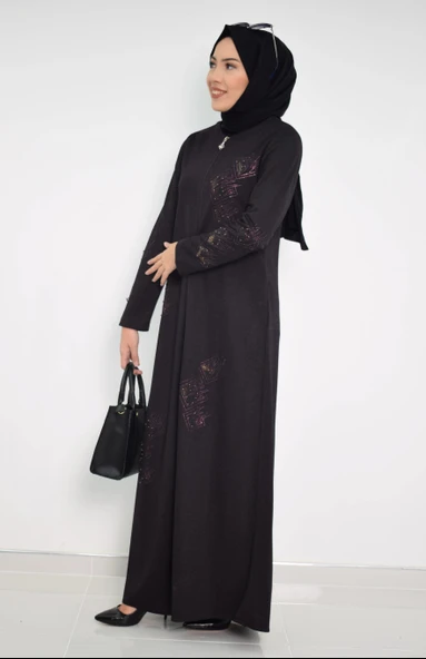 Nakışlı Ferace mdc 2031 Mürdüm - 4