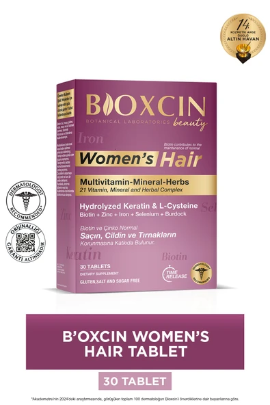 Bioxcin Womens Hair 30 Tablet - Keratin Kolajen Biotin Çinko Demir Selenyum Dul Avrat L Sistein.