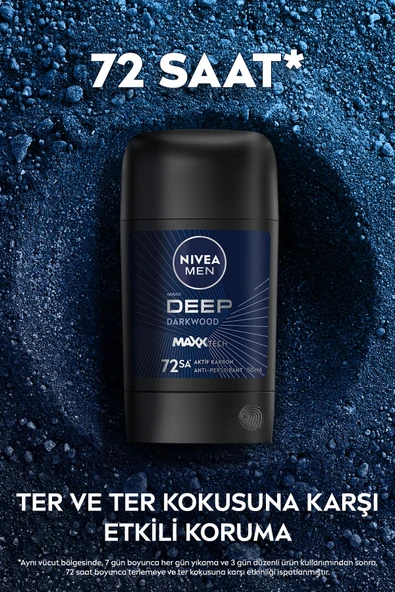 NIVEA MEN Erkek Stick Deodorant Deep Dimension Aktif Karbon 50ml, 72 Saat Anti-perspirant Koruma - 2