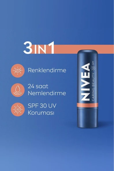 NIVEA Renkli Dudak Bakım Kremi,nude,4,8gr,nemlendirme,spf30,doğal Yağlar,e Vitamini,dudak Ve Yanaklar Için - 2