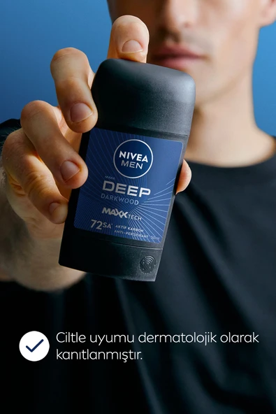 NIVEA MEN Erkek Stick Deodorant Deep Dimension Aktif Karbon 50ml, 72 Saat Anti-perspirant Koruma - 4