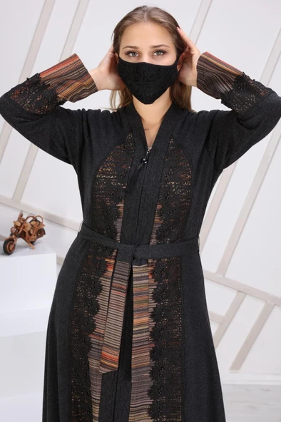 Lazer İşlemeli Küpür Ferace 7118 Siyah - 2